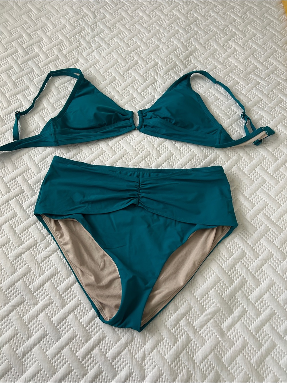 White House Black Market Teal Two-Piece High Waist Bikini